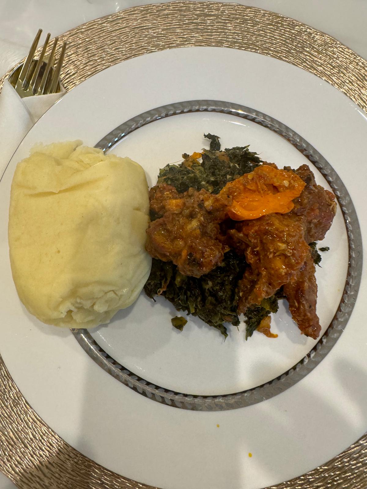 Kati kati +fufu corn+chicken